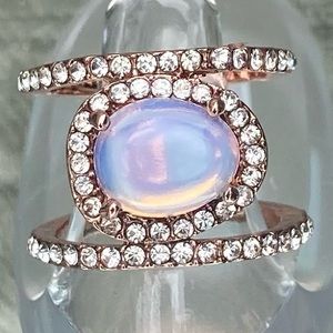 Rose Gold Plated Moonstone CZ Fashion Ring